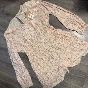 True Craft Cream and Dusty Pink Floral Long-Sleeve Romper